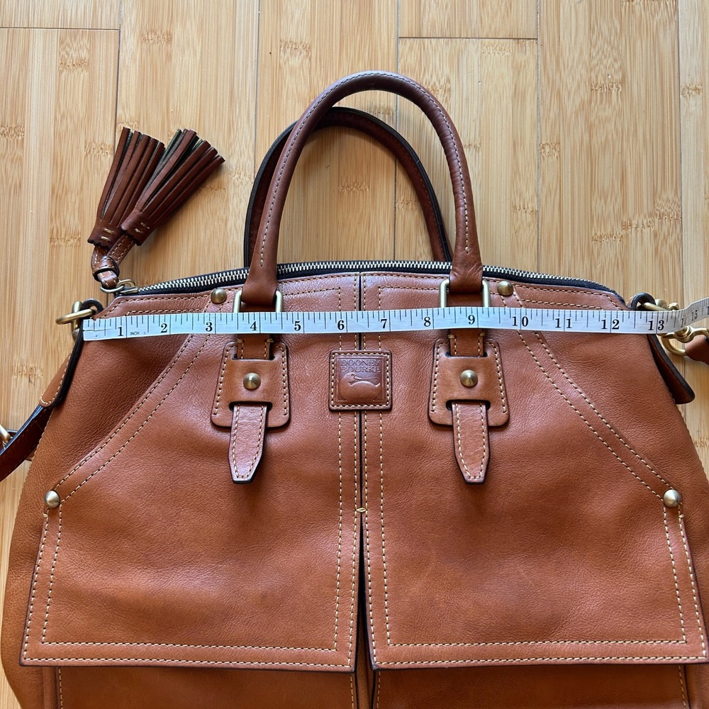 Dooney & Bourke Florentine Clayton Satchel Chestnut Leather Crossbody Handbag - Picture 14 of 16
